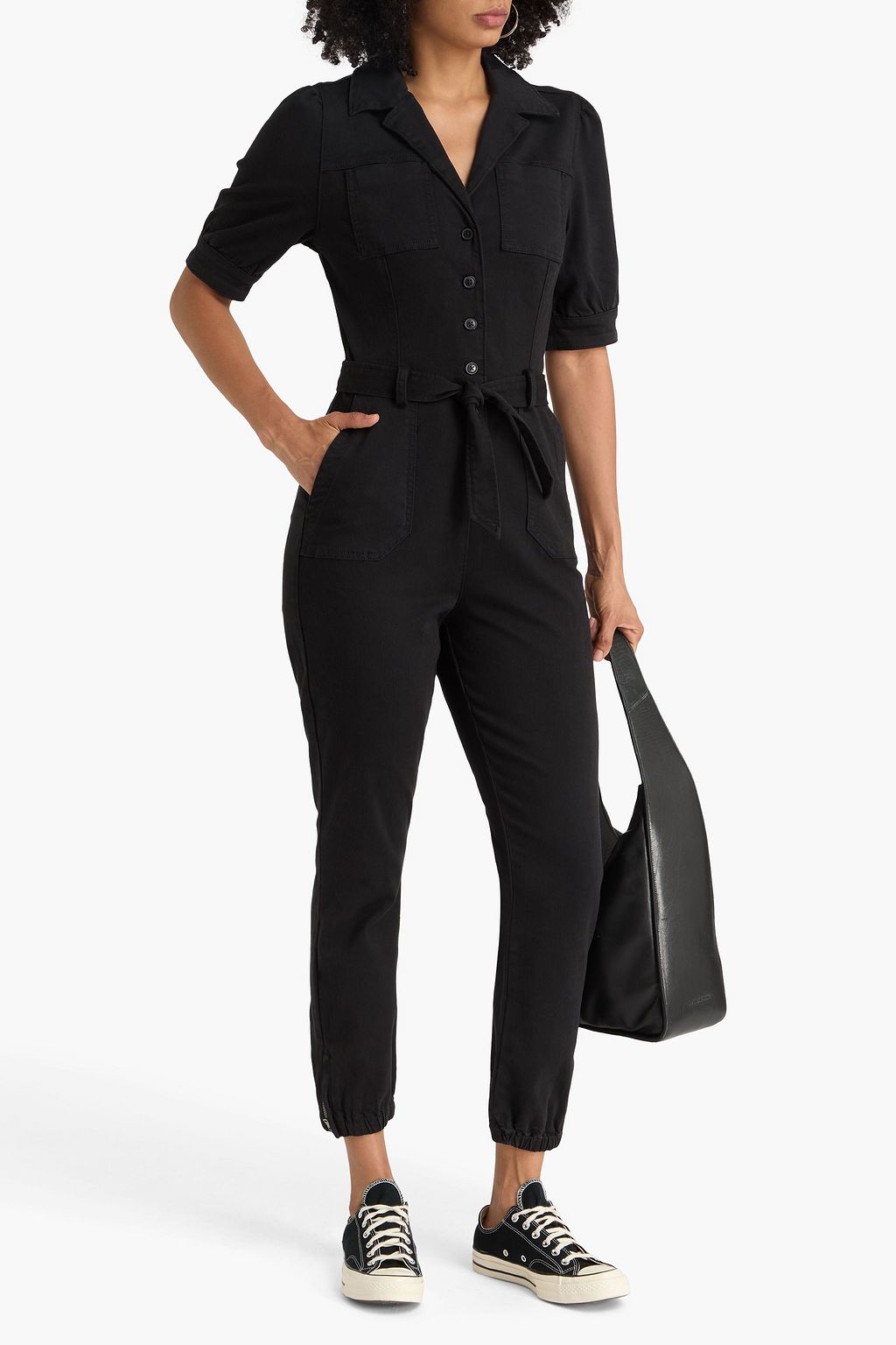 PAIGE Mayslie cropped belted denim jumpsuit
