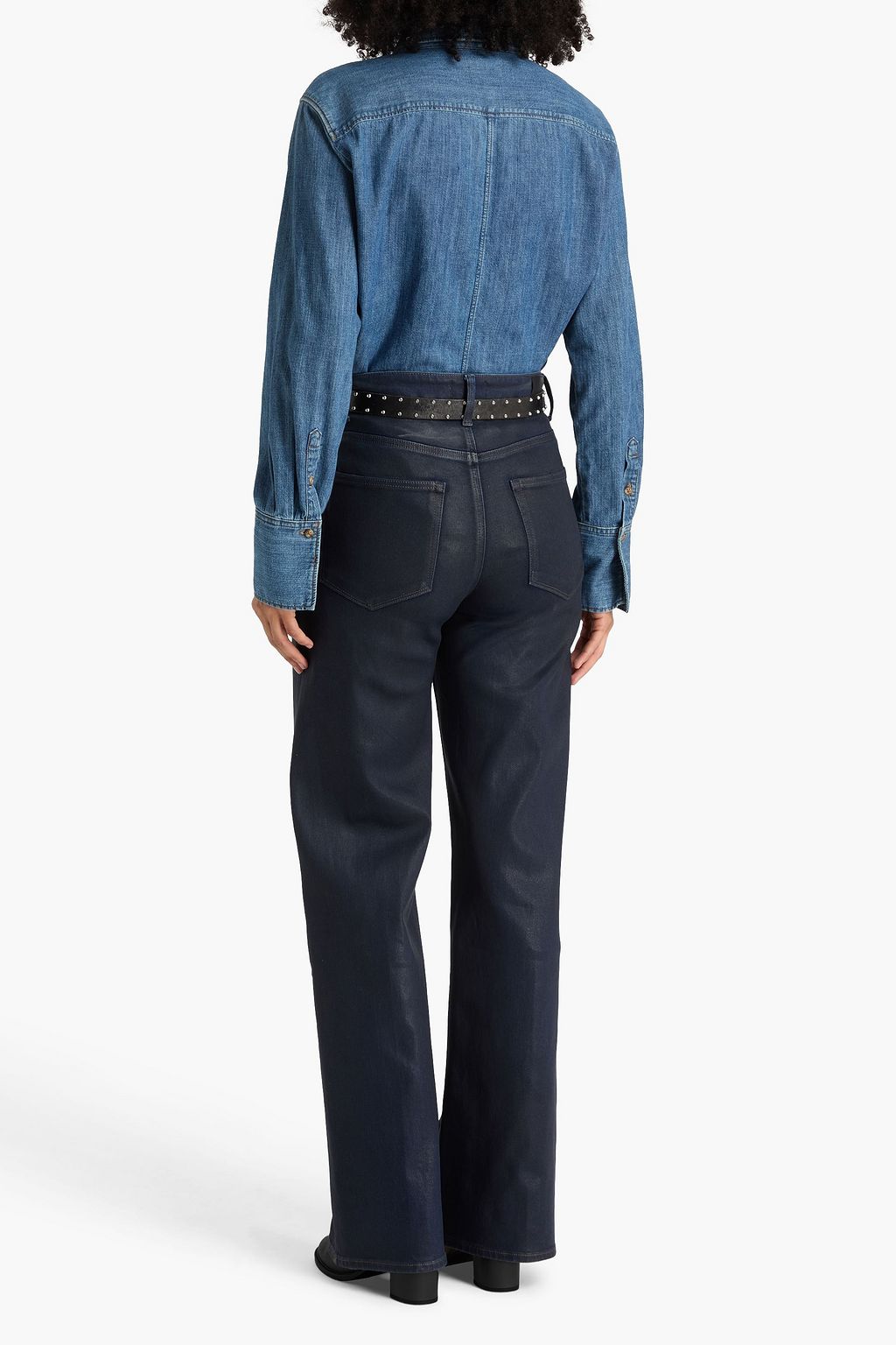 PAIGE Sasha coated high-rise wide-leg jeans
