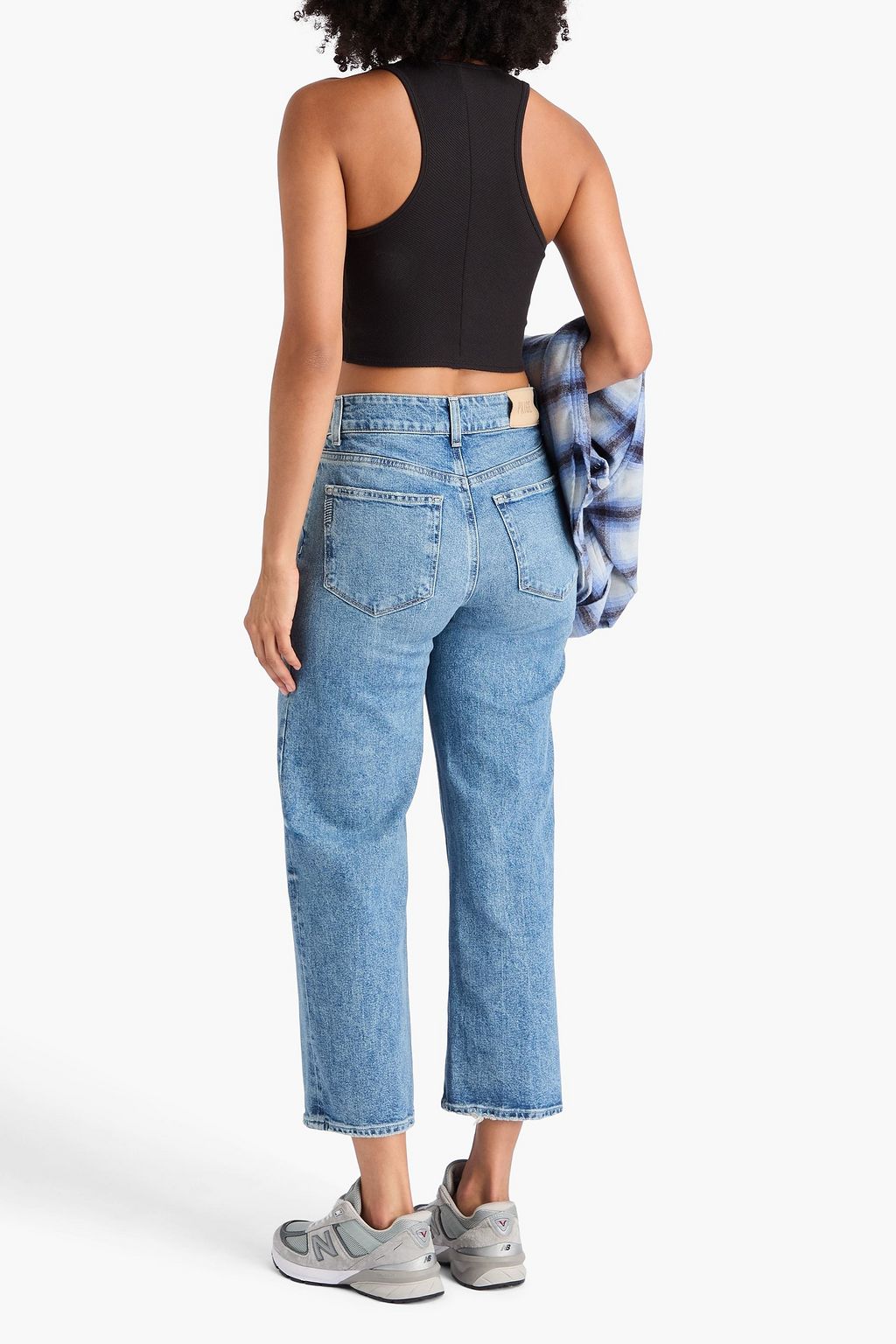 PAIGE Sasha cropped faded high-rise wide-leg jeans