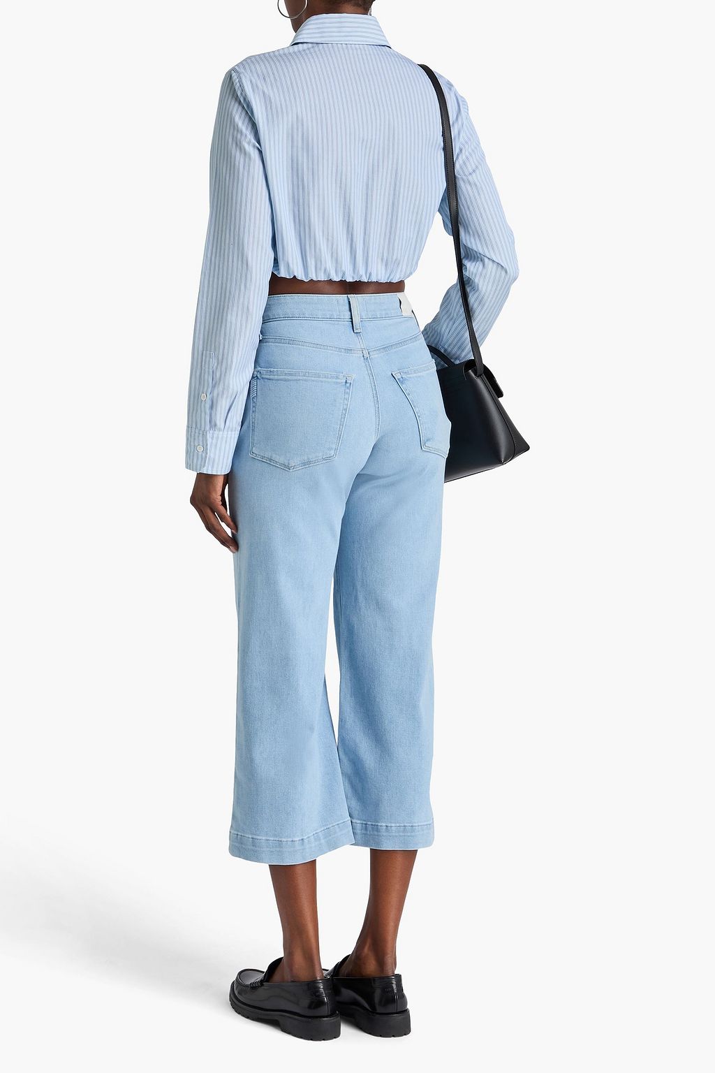 PAIGE Spotlight cropped faded high-rise wide-leg jeans