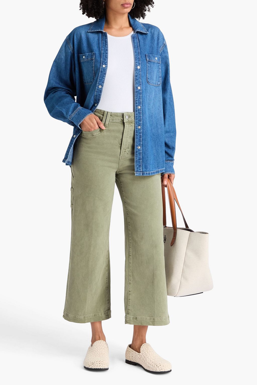 PAIGE Anessa cropped high-rise cargo jeans