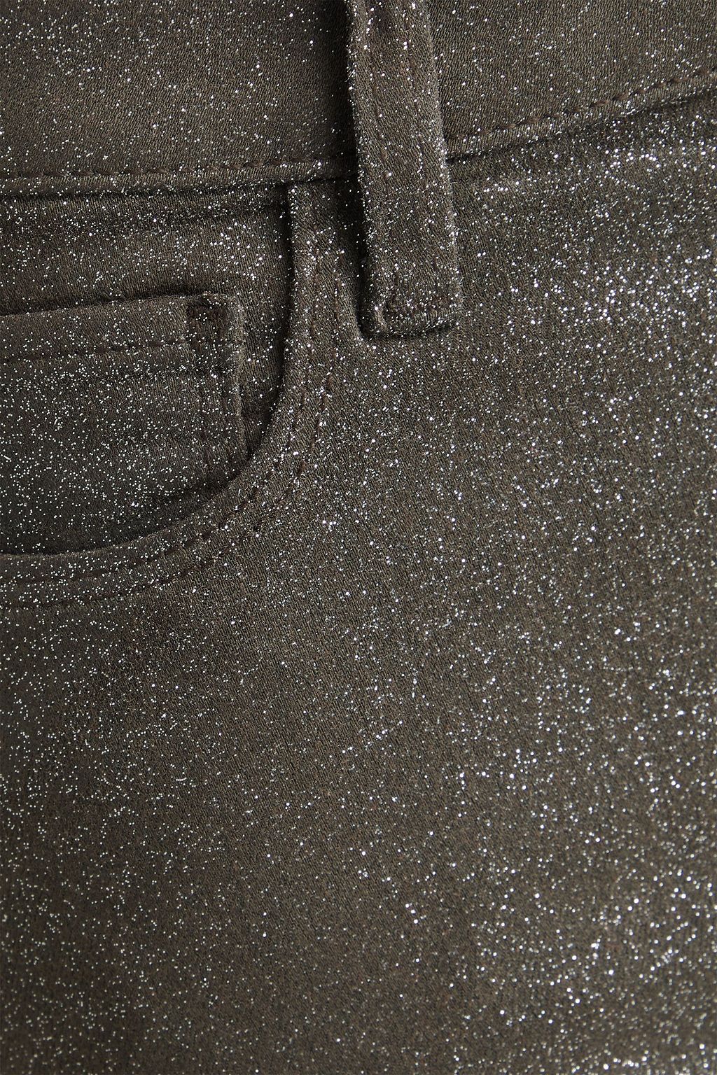 PAIGE Claudine glittered coated high-rise flared jeans