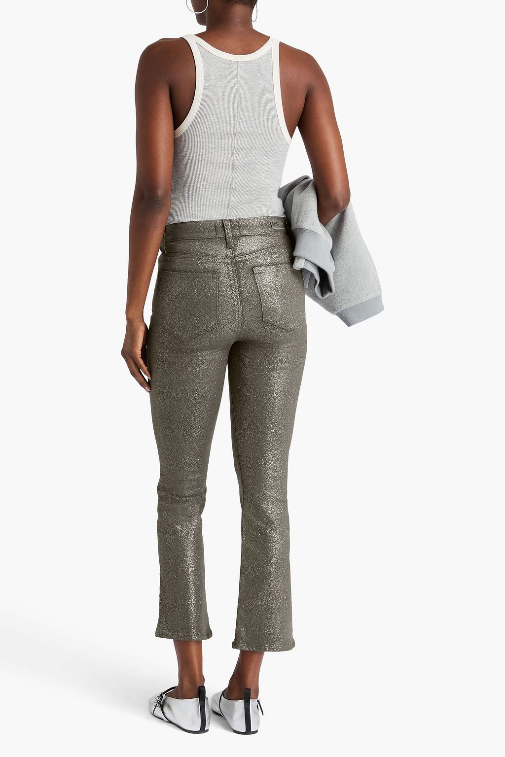 PAIGE Claudine glittered coated high-rise flared jeans