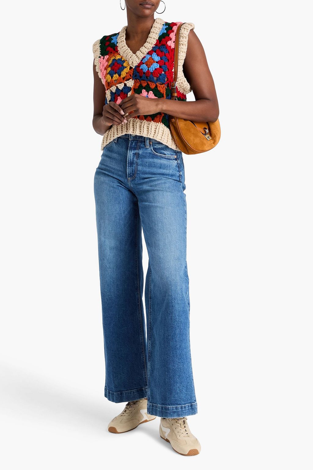 PAIGE Harper faded high-rise wide-leg jeans