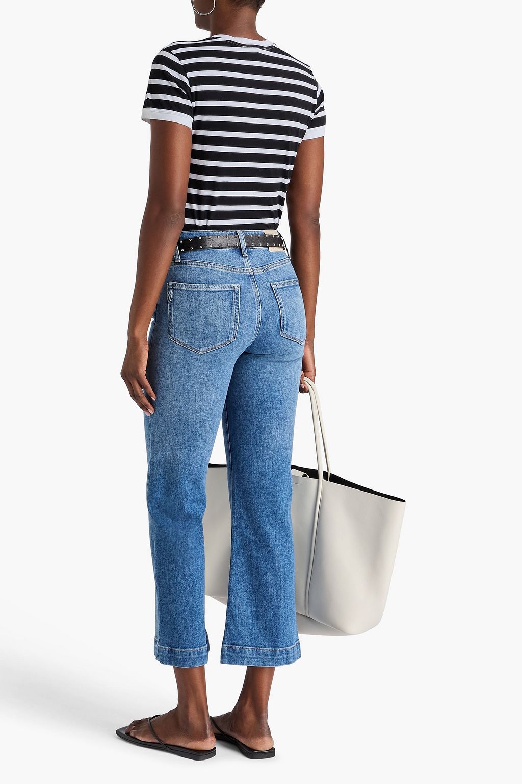 PAIGE Leenah Ankle cropped faded high-rise wide-leg jeans