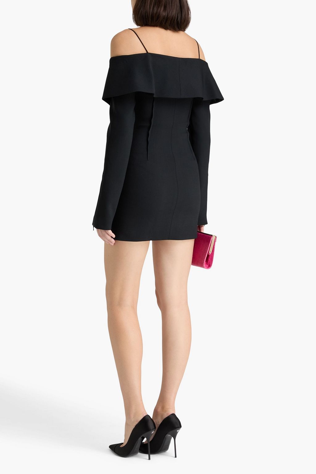 DAVID KOMA Cold-shoulder wool-blend crepe mini dress