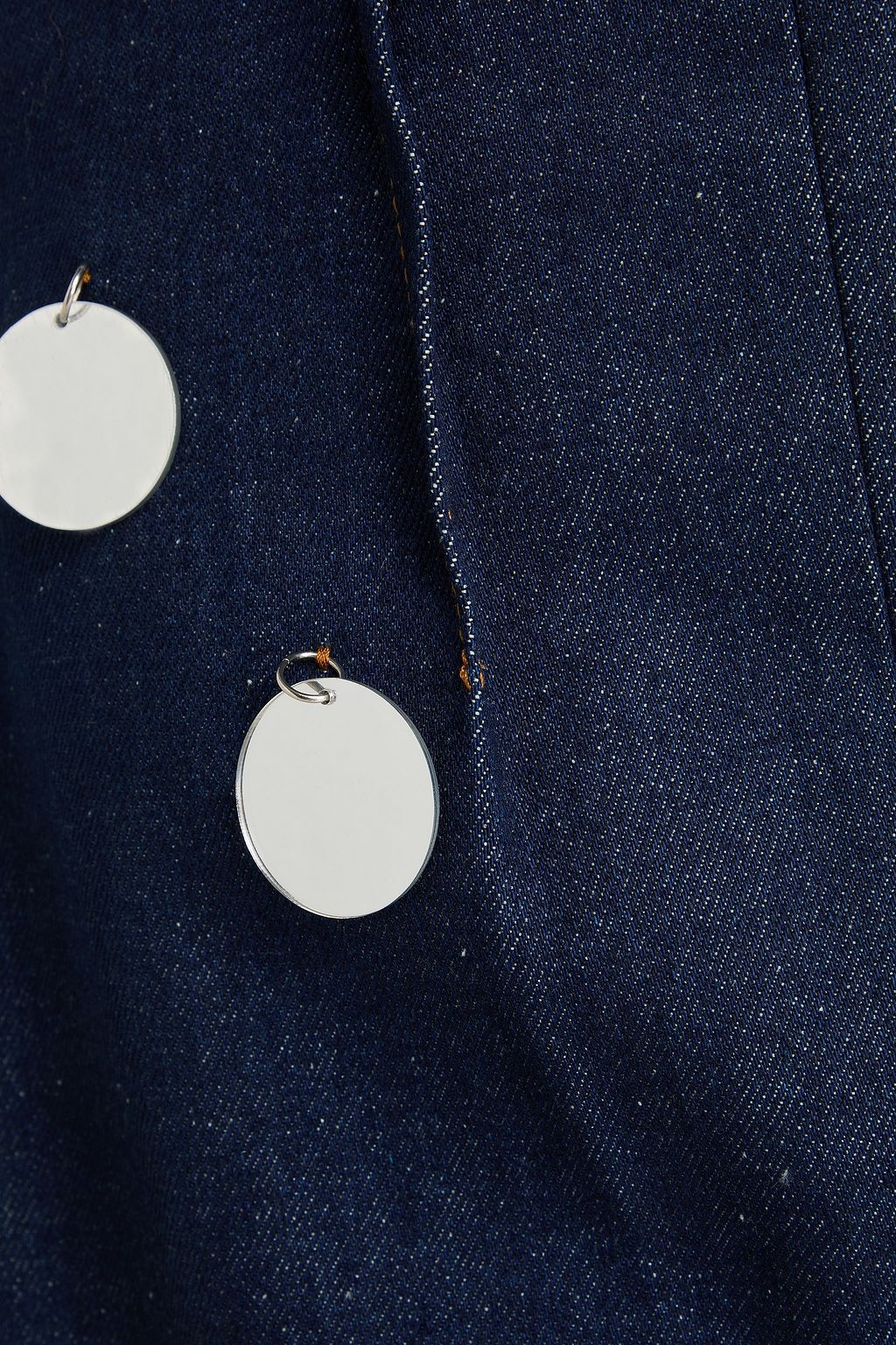 DAVID KOMA Embellished denim halterneck mini dress