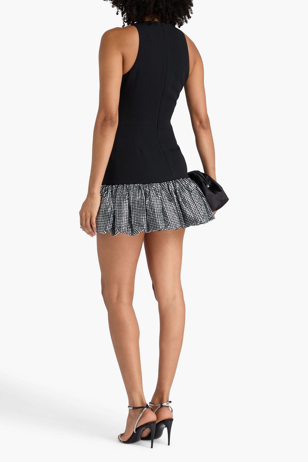 DAVID KOMA Crystal-embellished crepe and taffeta mini dress