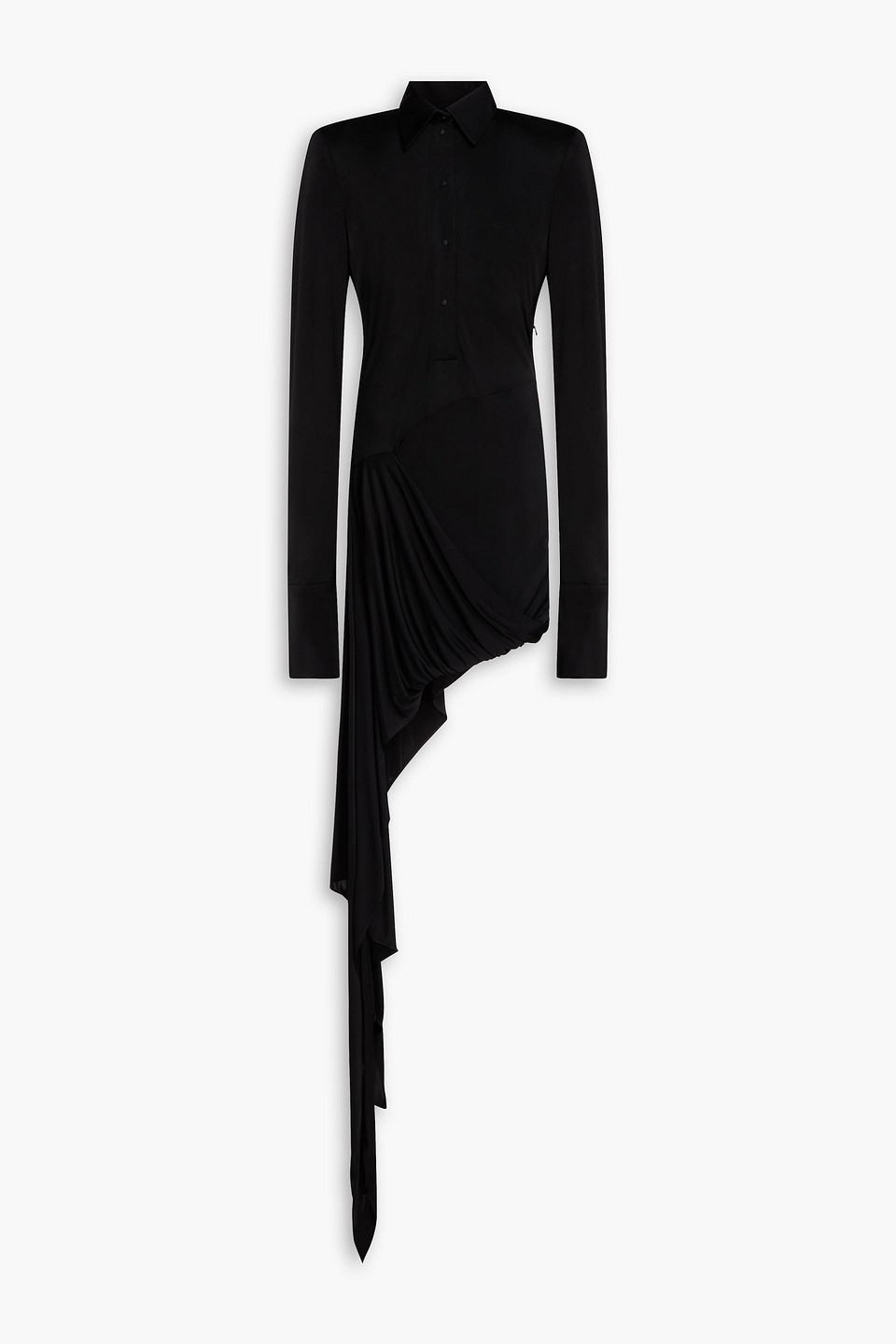 david koma - draped jersey mini shirt dress - black - uk 10