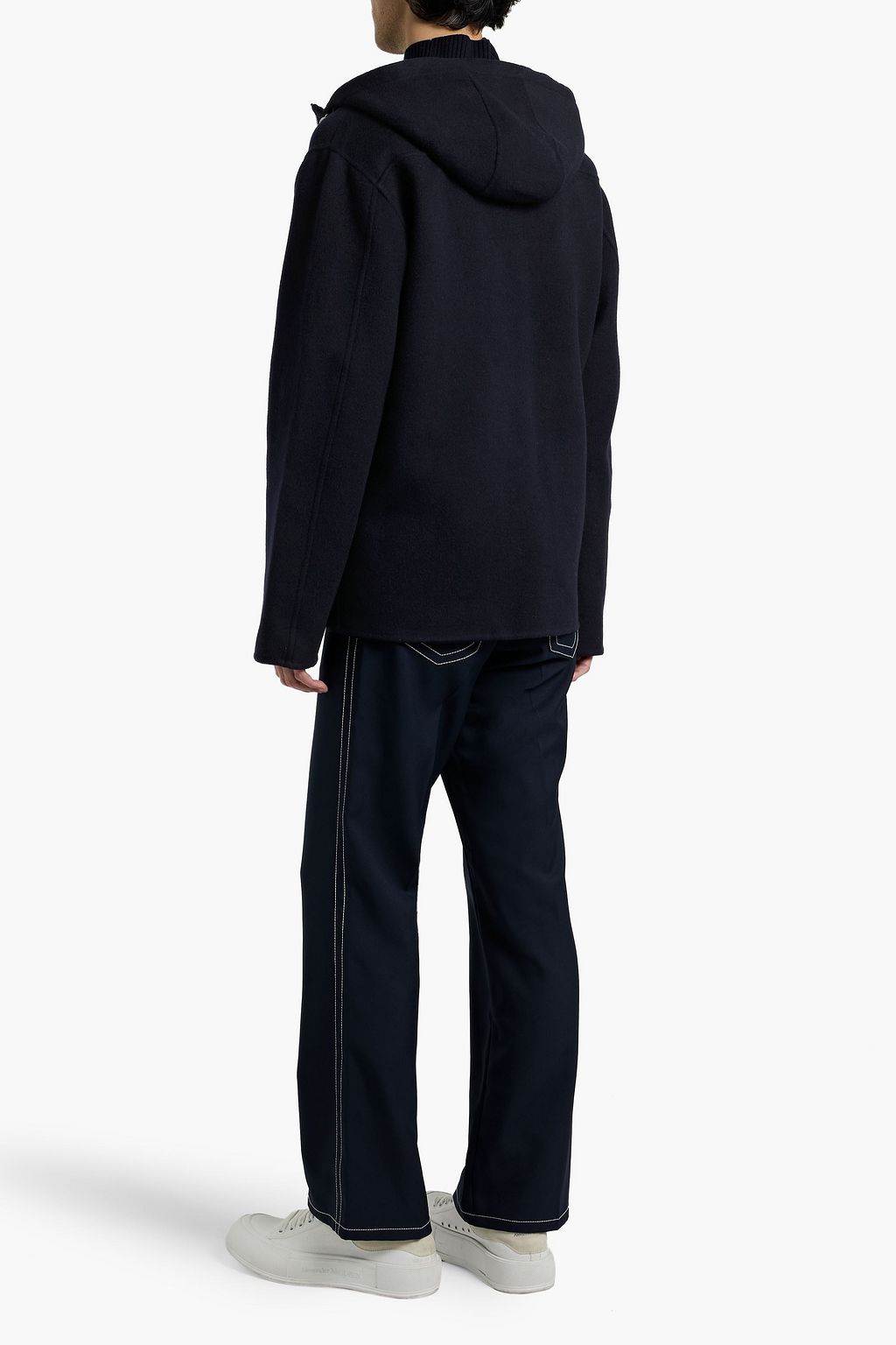 SANDRO Wool-blend felt hooded jacket