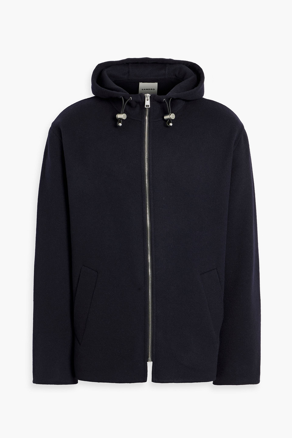 Sandro Wool-blend Felt Hooded Jacket In Blue