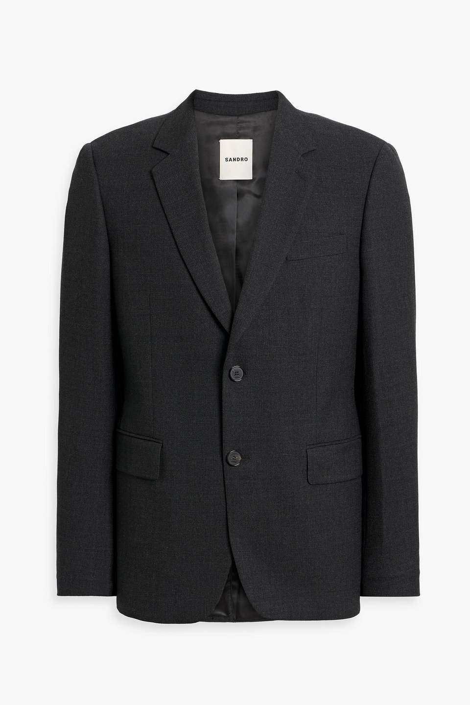 Sandro Grain De Poudre Wool-blend Suit Jacket In Black