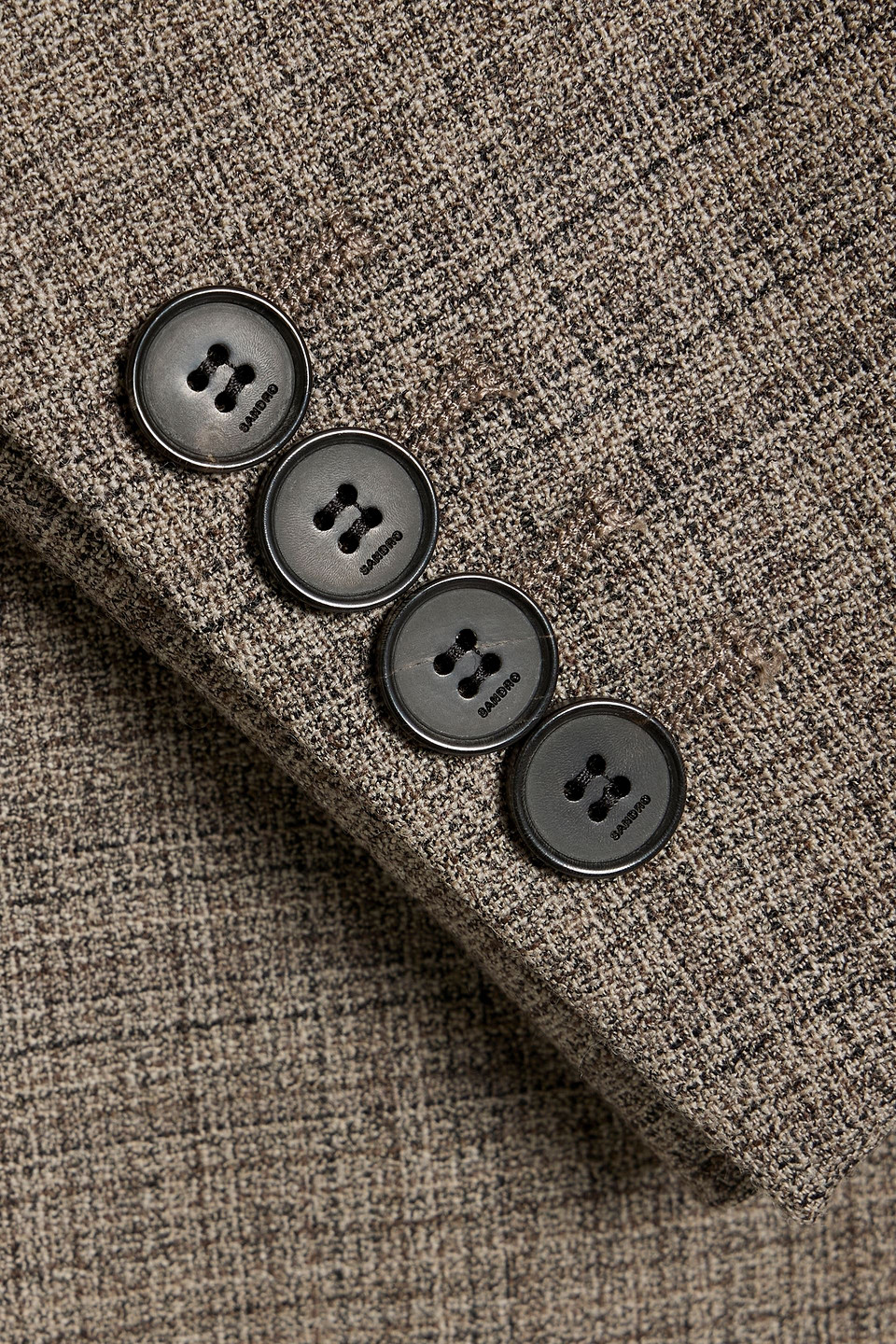 Sandro Wool-blend Tweed Blazer In Gold