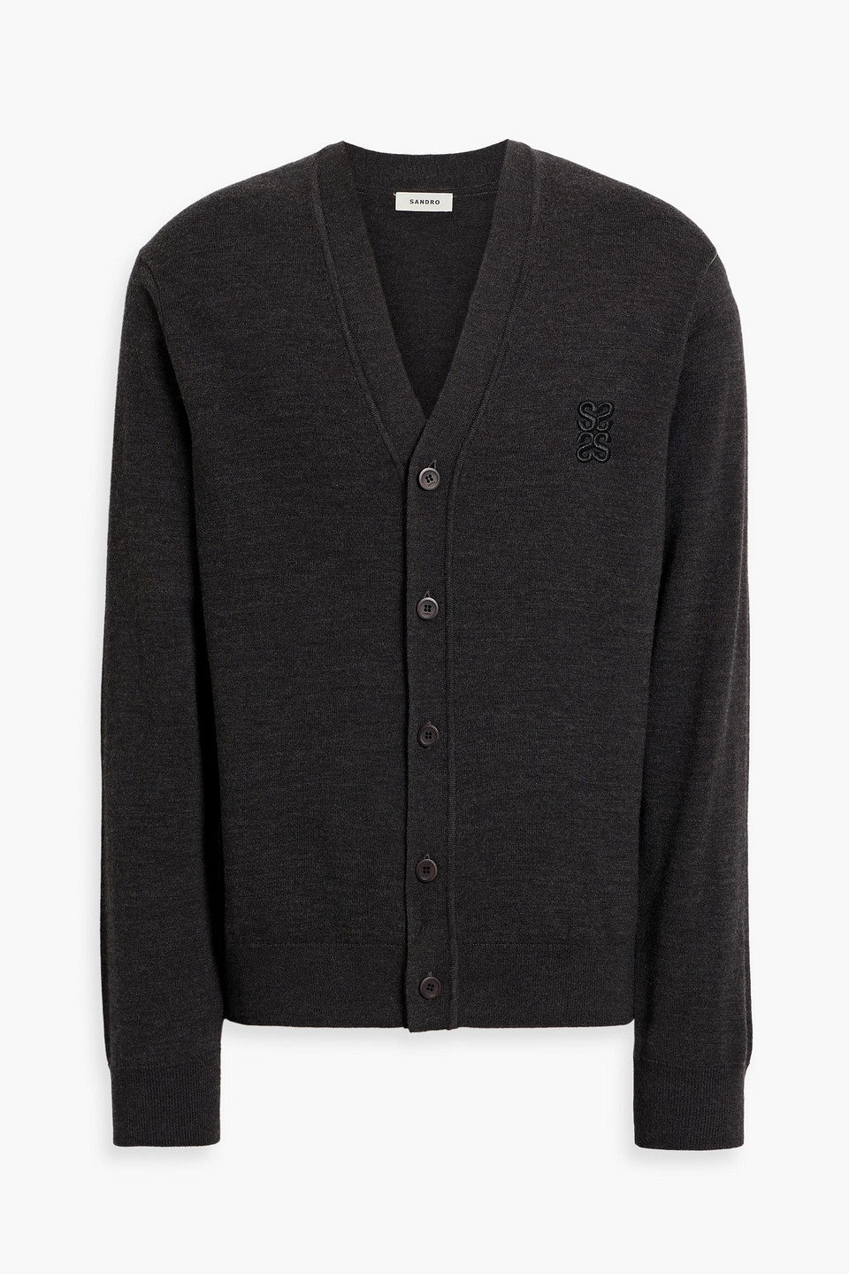 Sandro Appliquéd Wool Cardigan In Gray