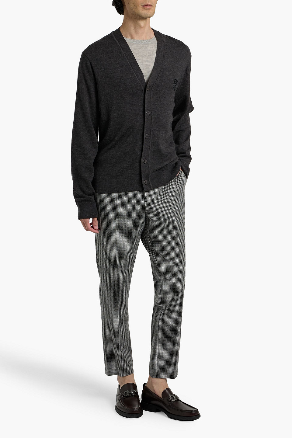 Sandro Appliquéd Wool Cardigan In Gray