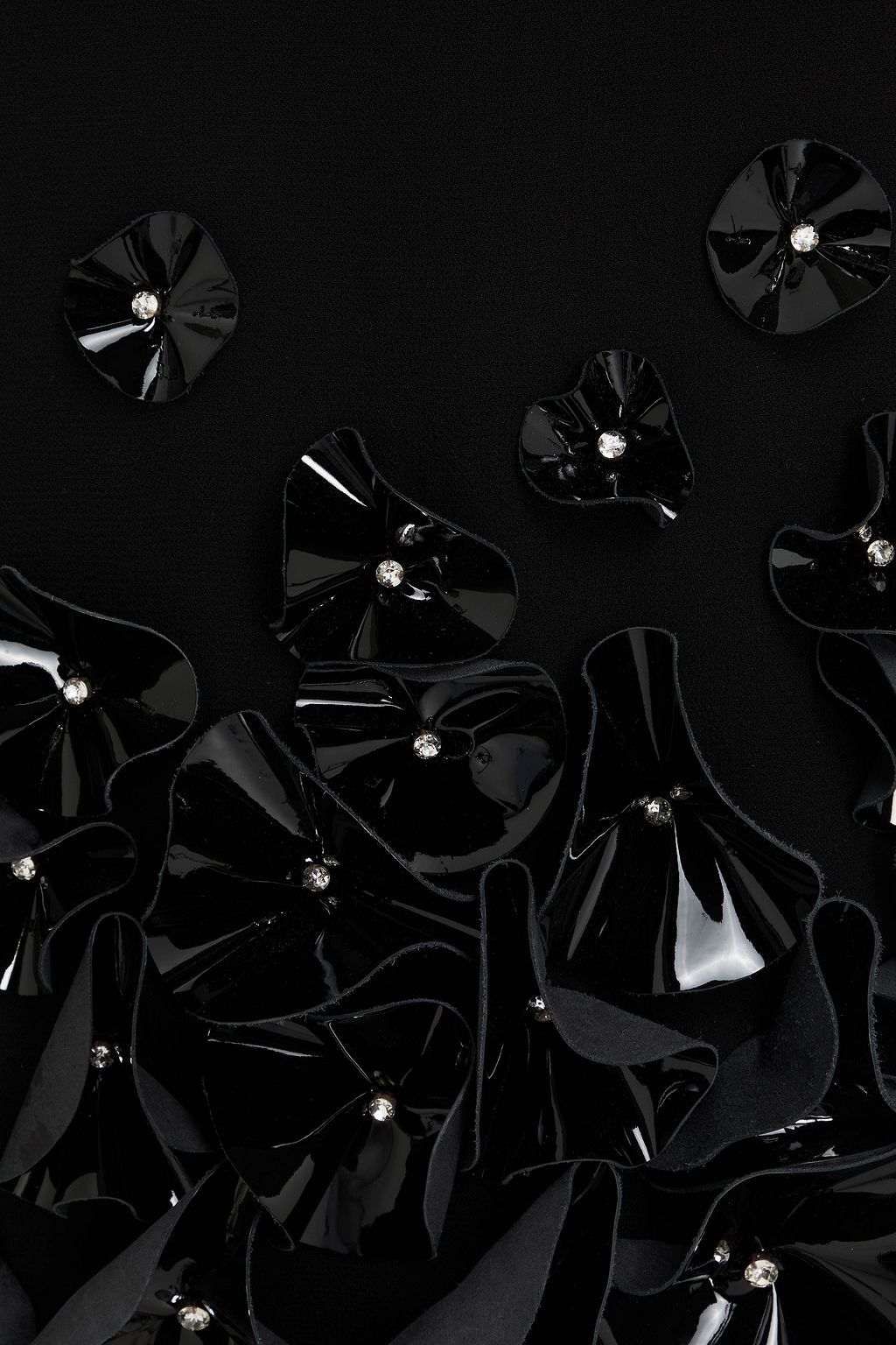 DAVID KOMA فستان متوسط الطول من الكريب الصوفي مُزيّن بزخارف الأزهار