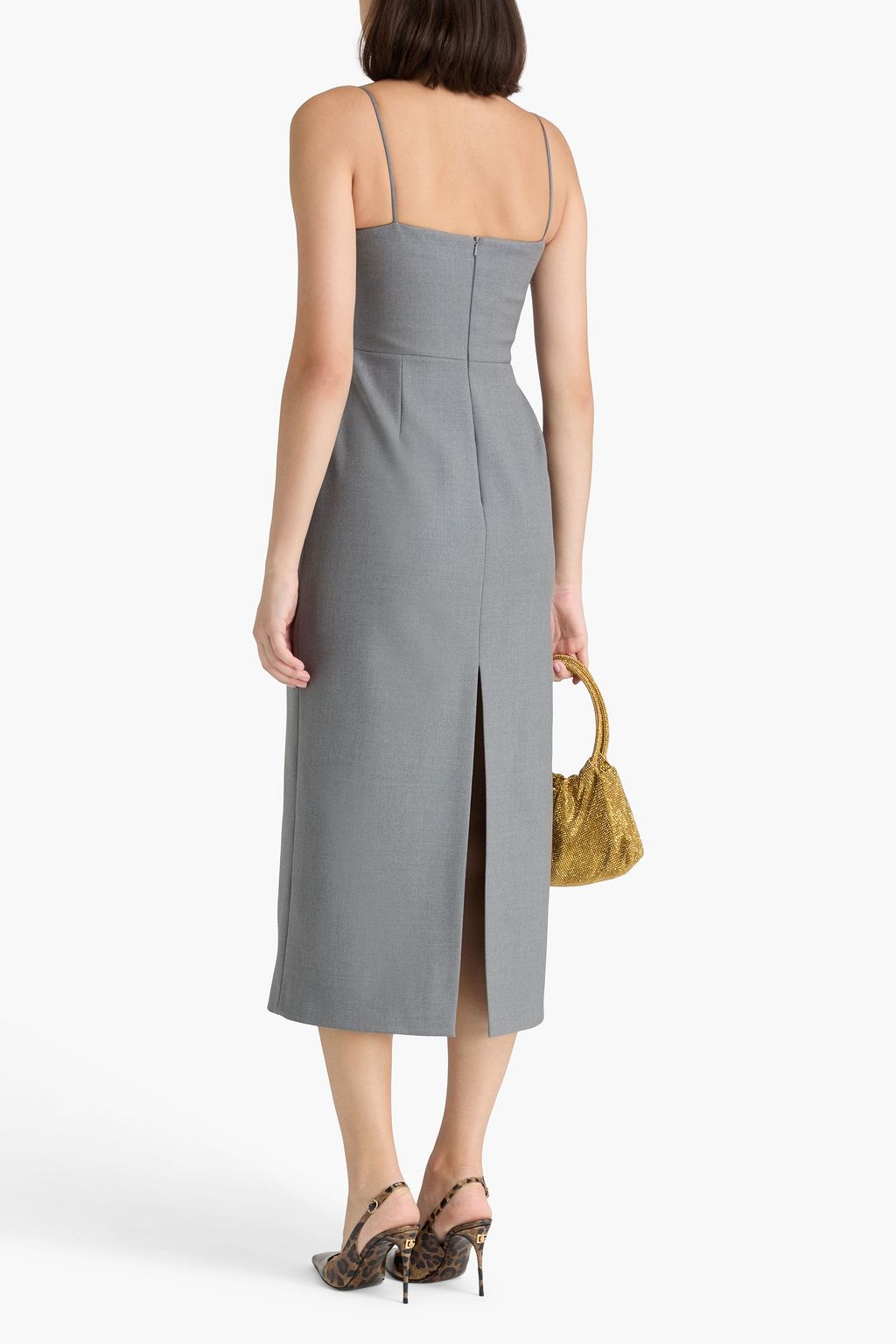 DAVID KOMA فستان متوسط الطول من التويل المصنوع من مزيج الصوف بثنيات رفيعة