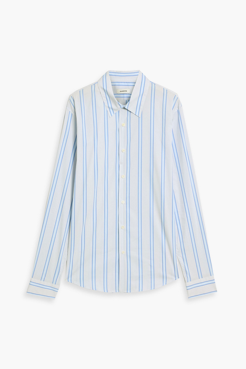 Sandro Striped Cotton-blend Poplin Shirt In Blue