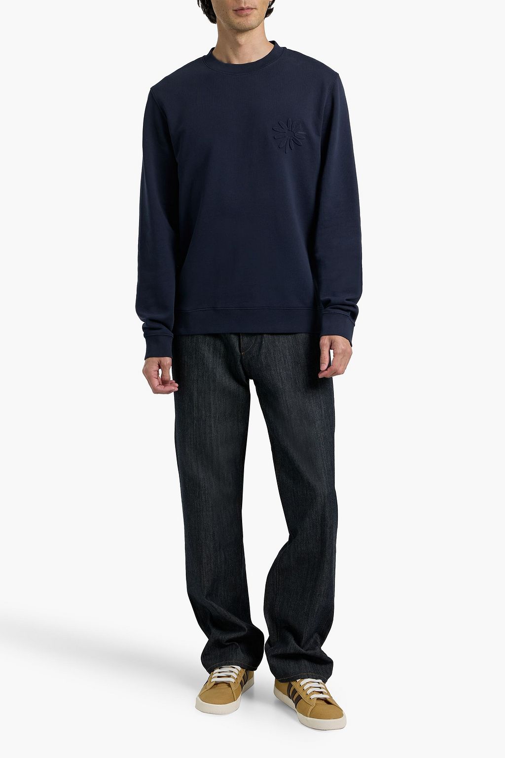 SANDRO Embossed French cotton-terry sweatshirt