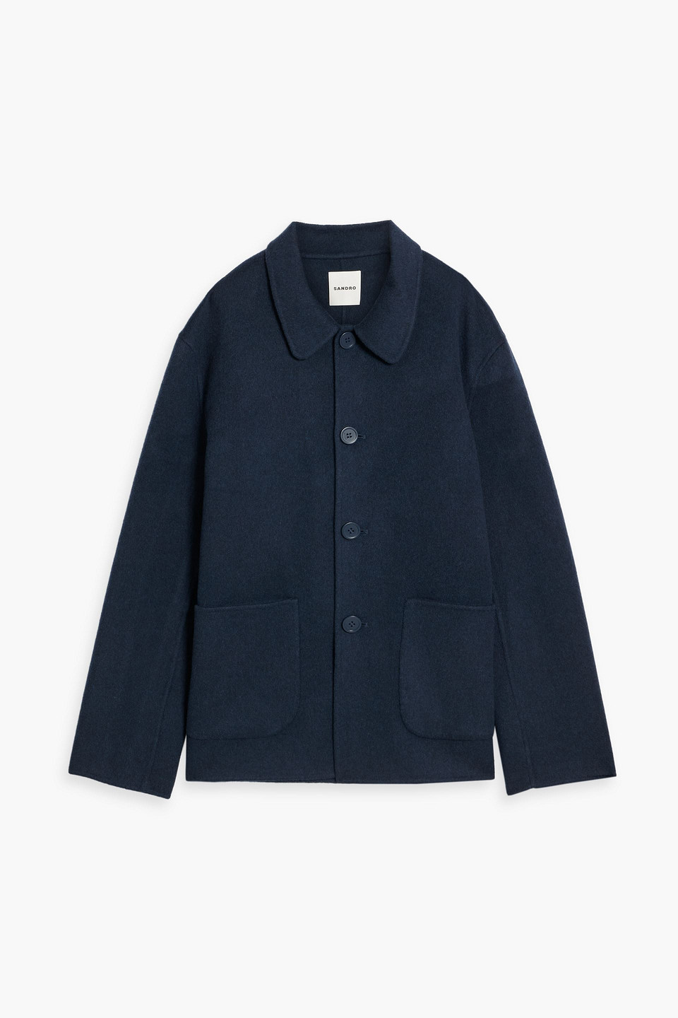Sandro Wool-felt Jacket In Blue