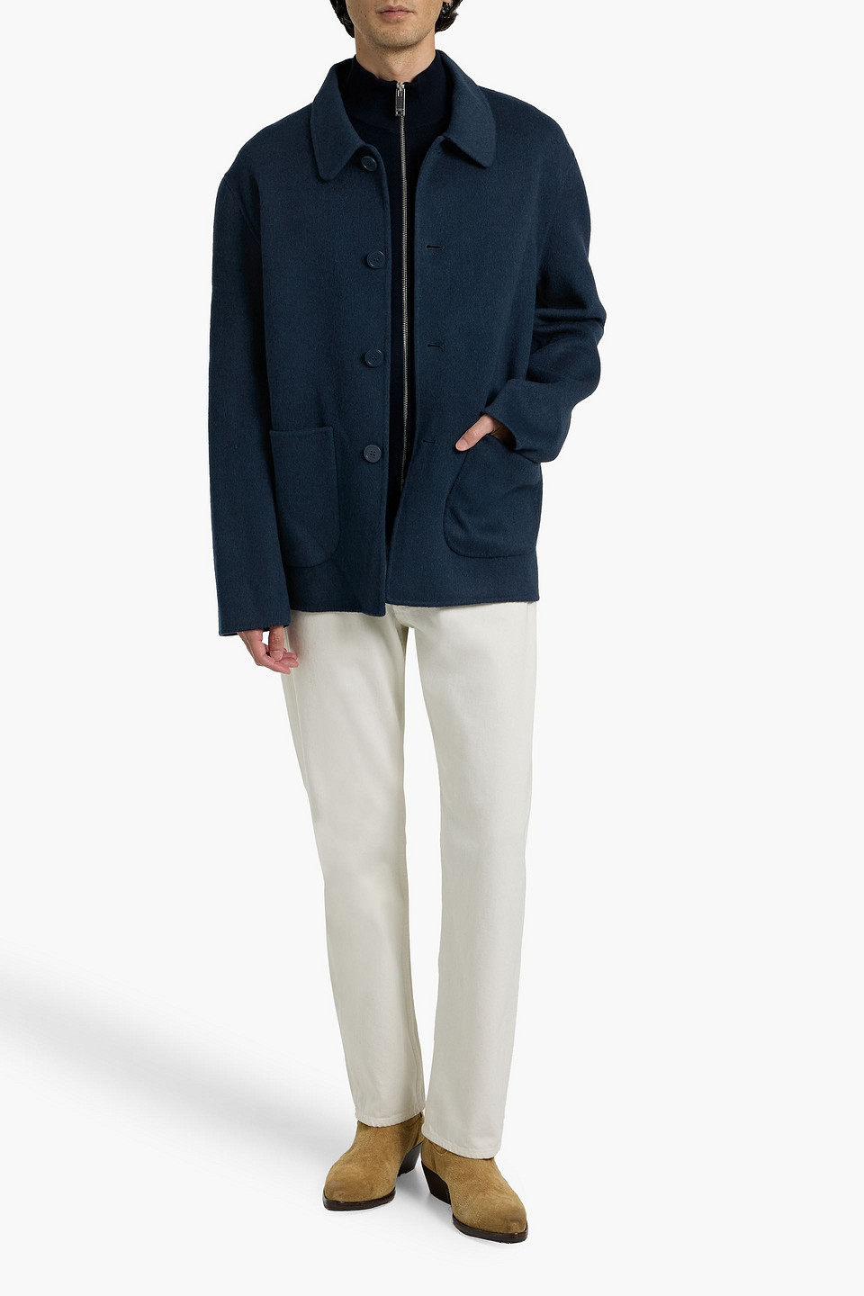 Sandro Wool-felt Jacket In Blue