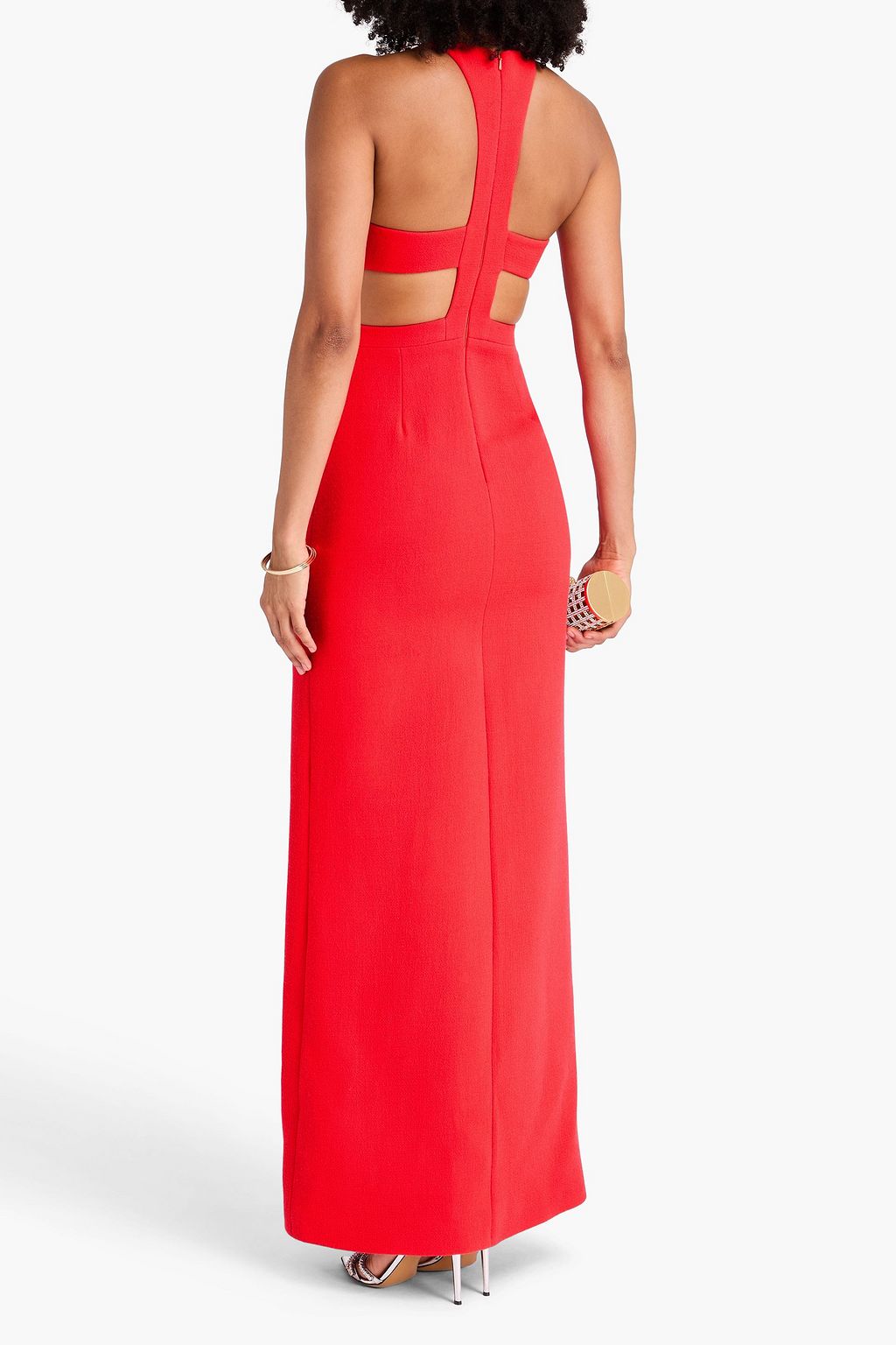 DAVID KOMA Cutout sequined wool-crepe gown