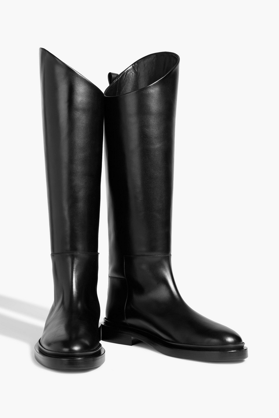 Jil Sander Leather Knee Boots In Black