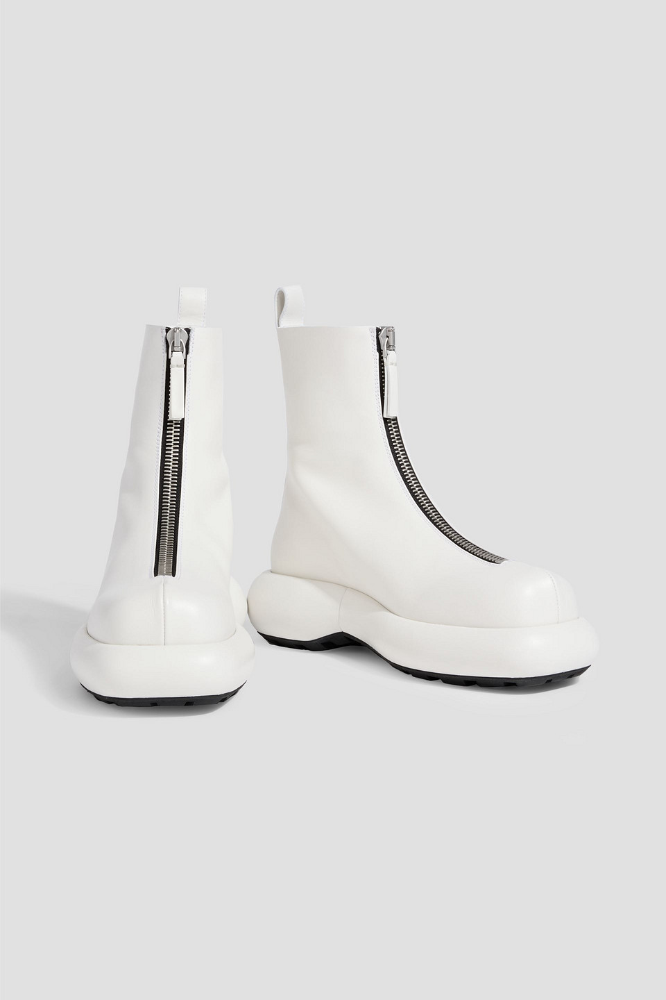 Jil Sander Leather Ankle Boots In White
