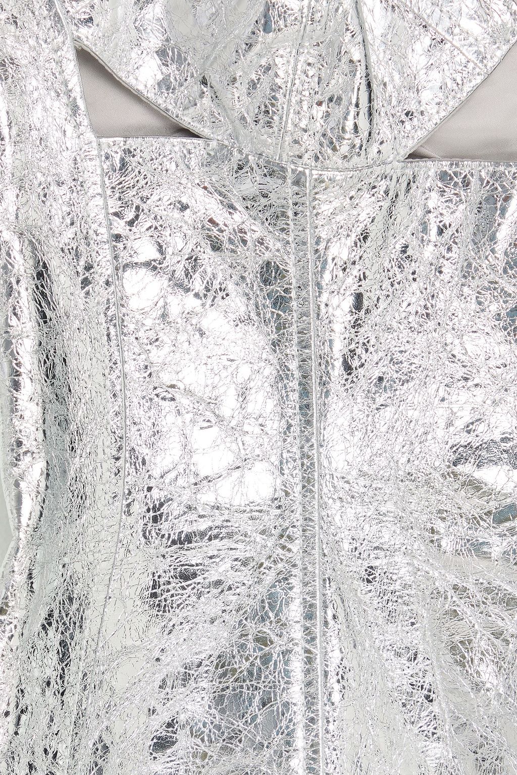 DAVID KOMA فستان قصير من الجلد لون ميتاليك