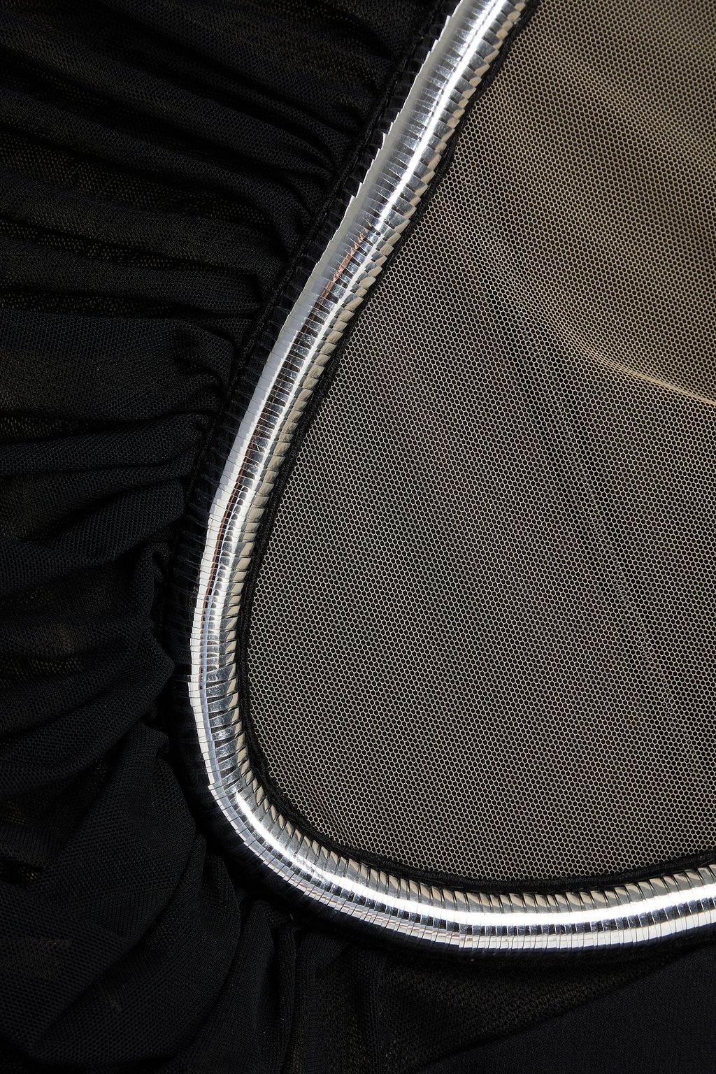 DAVID KOMA فستان قصير بِكُم واحد من التول والكريب المزركش