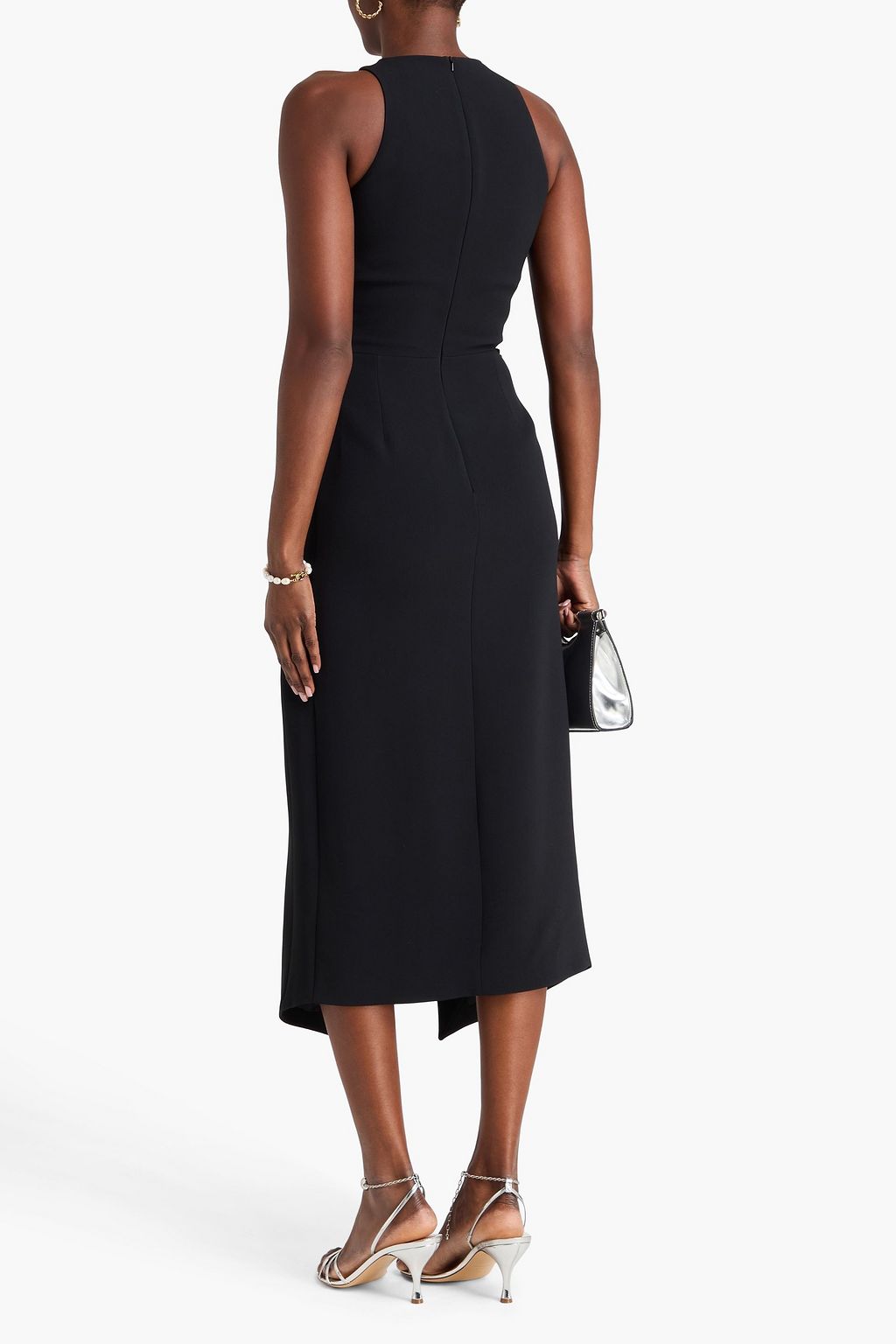 DAVID KOMA Crystal-embellished crepe midi dress