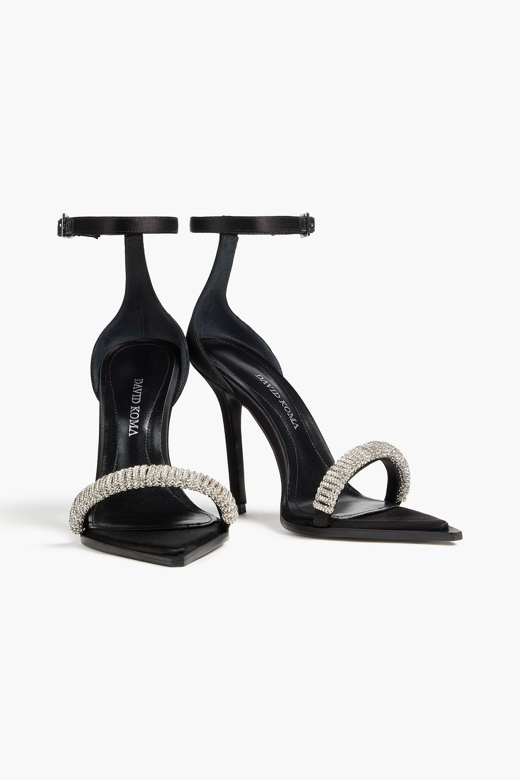 DAVID KOMA Crystal-embellished satin sandals