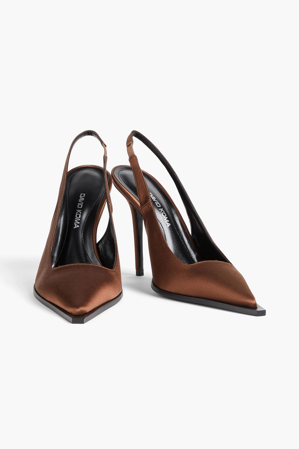  David Koma - Satin Slingback Pumps - Brown - Eu 36.5 