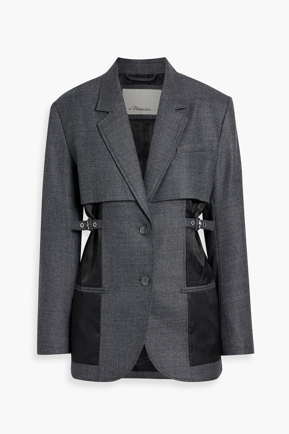 3.1 Phillip Lim Pinstriped Satin-paneled Twill Blazer In Gray