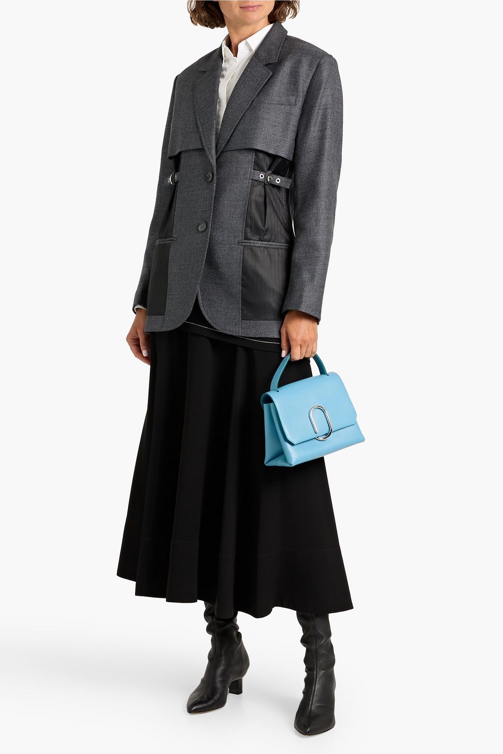 3.1 PHILLIP LIM Pinstriped satin-paneled twill blazer