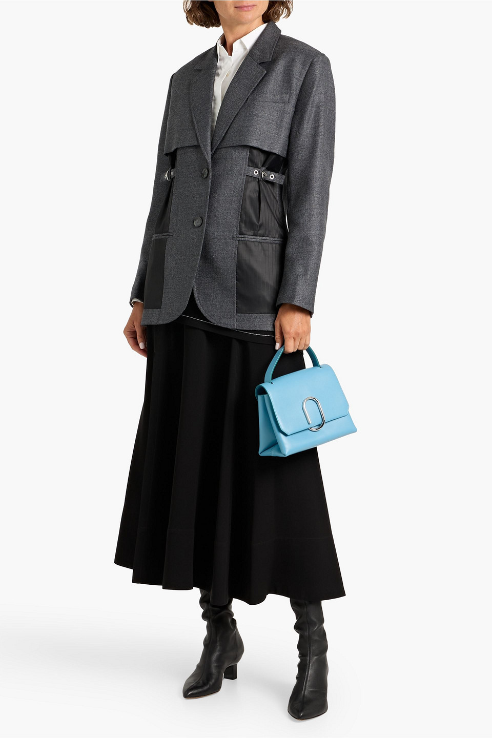3.1 Phillip Lim Pinstriped Satin-paneled Twill Blazer In Gray