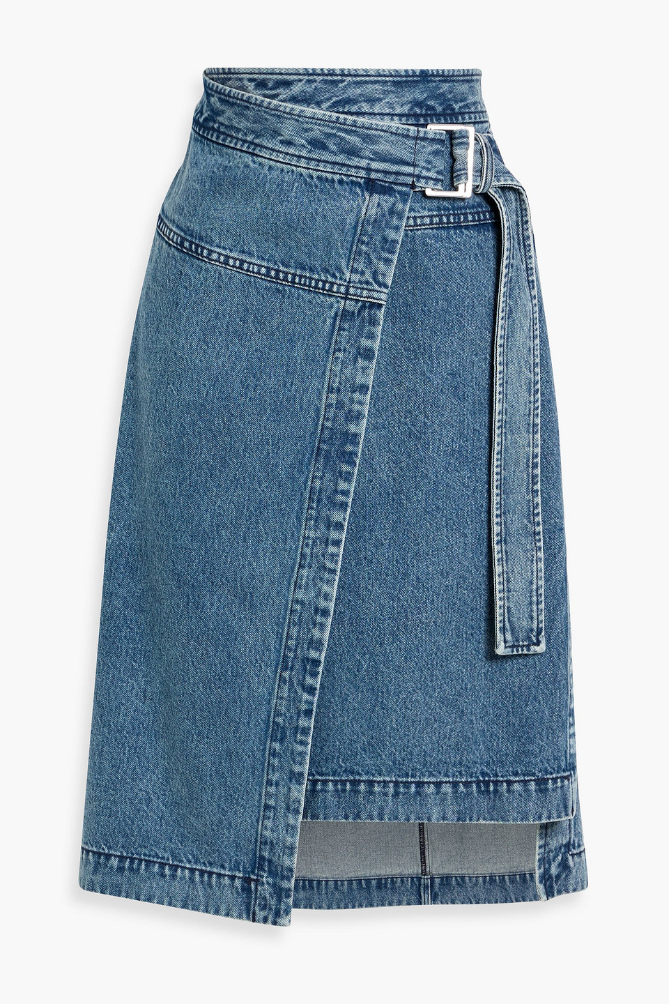 3.1 Phillip Lim Asymmetric Denim Wrap Skirt In Blue