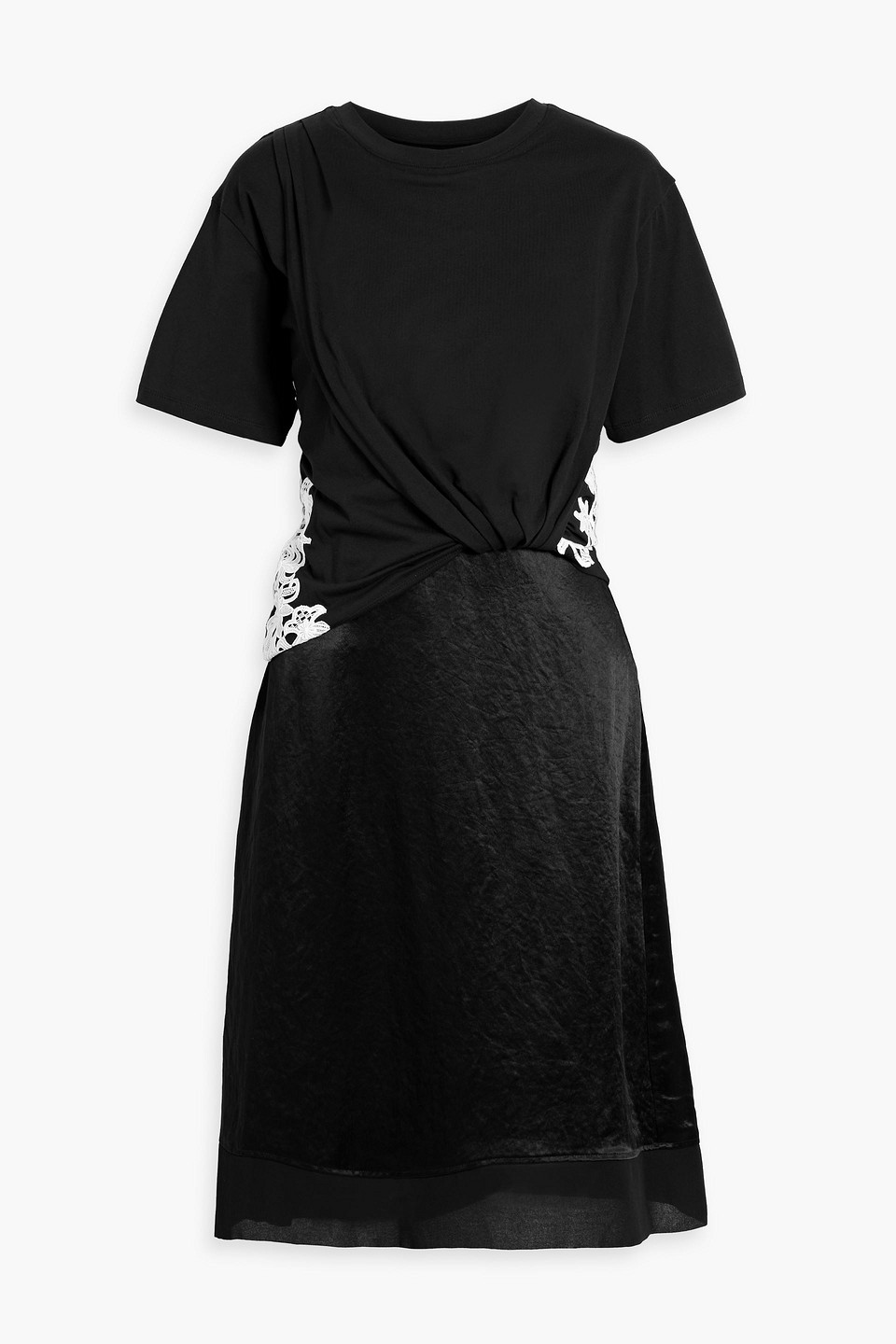 3.1 Phillip Lim Draped Cotton-jersey And Satin Dress In Black