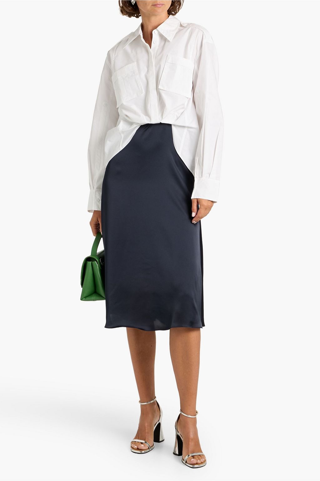 3.1 PHILLIP LIM Cotton-blend poplin and satin midi shirt dress