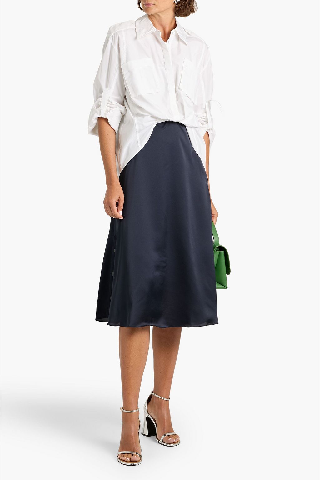 3.1 PHILLIP LIM Cotton-blend poplin and satin midi shirt dress
