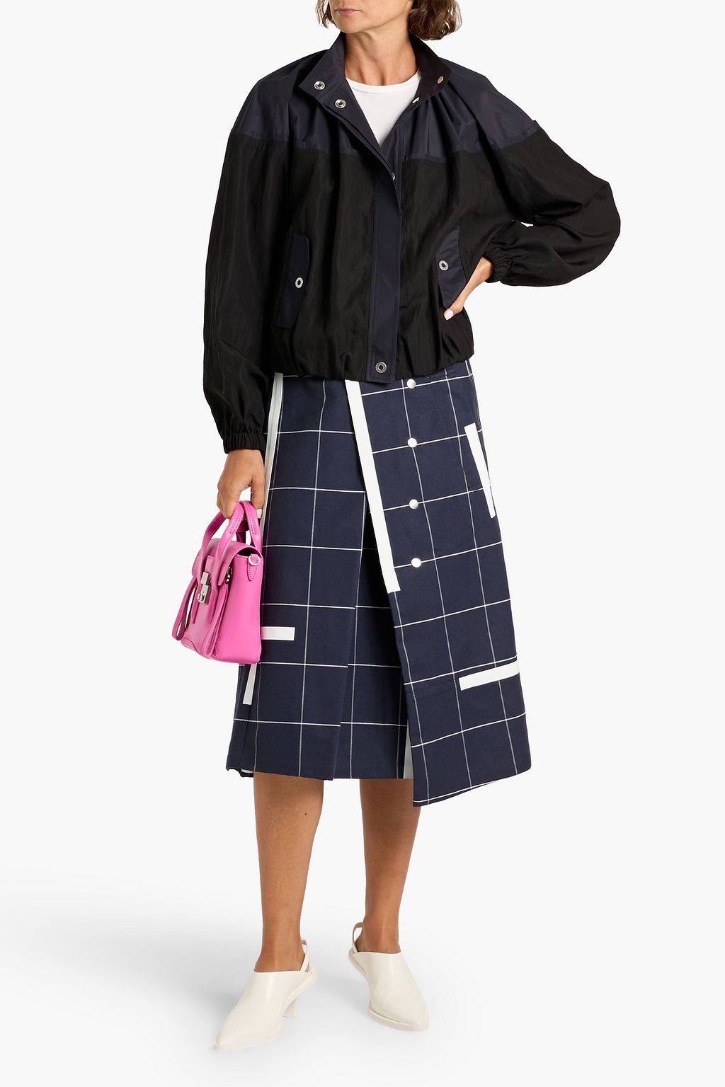 3.1 PHILLIP LIM Poplin-paneled Lyocell-blend jacket