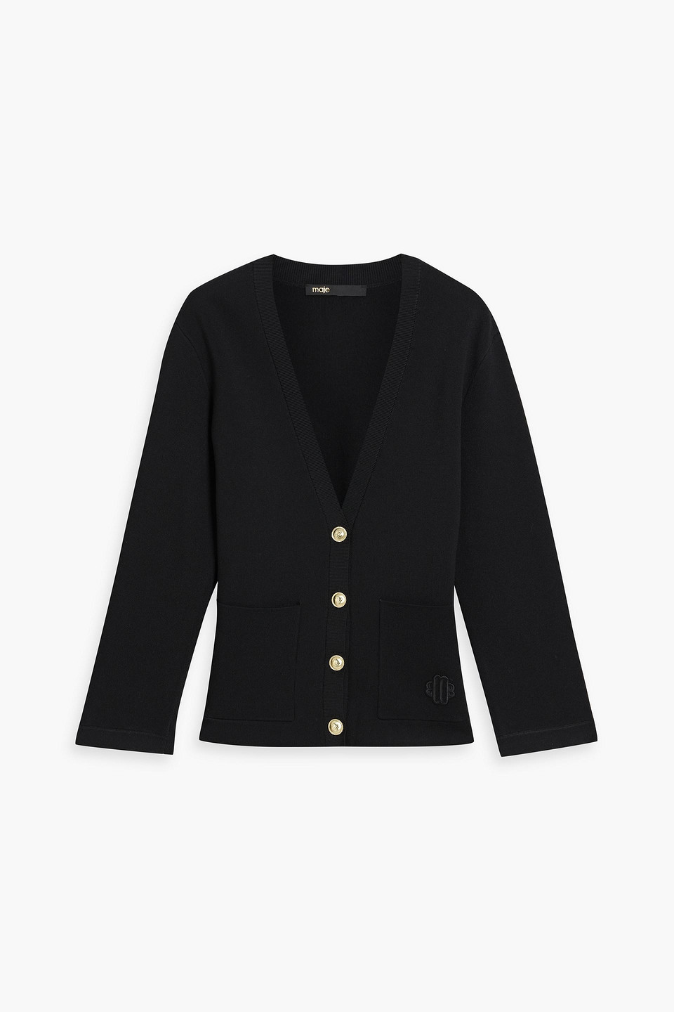 Maje Stretch-knit Cardigan In Black