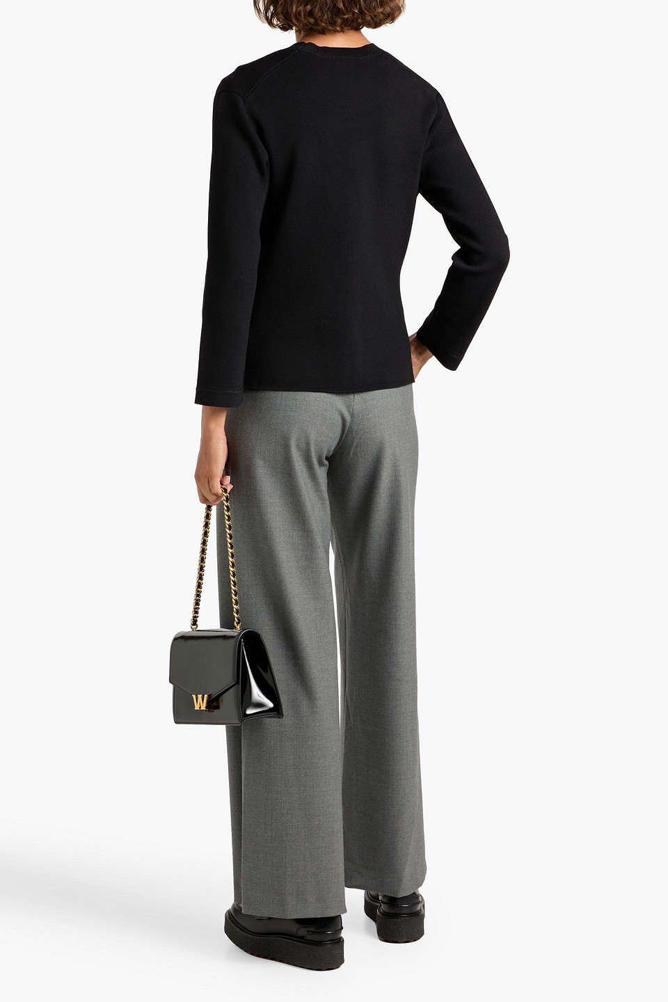 Maje Twill Wide-leg Pants In Gray