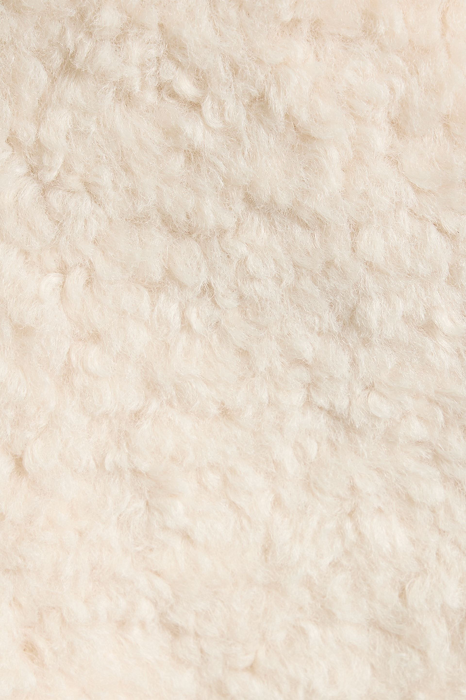 Maje Double-breasted Teddy Fleece And Ribbed-knit Jacket In Neutral