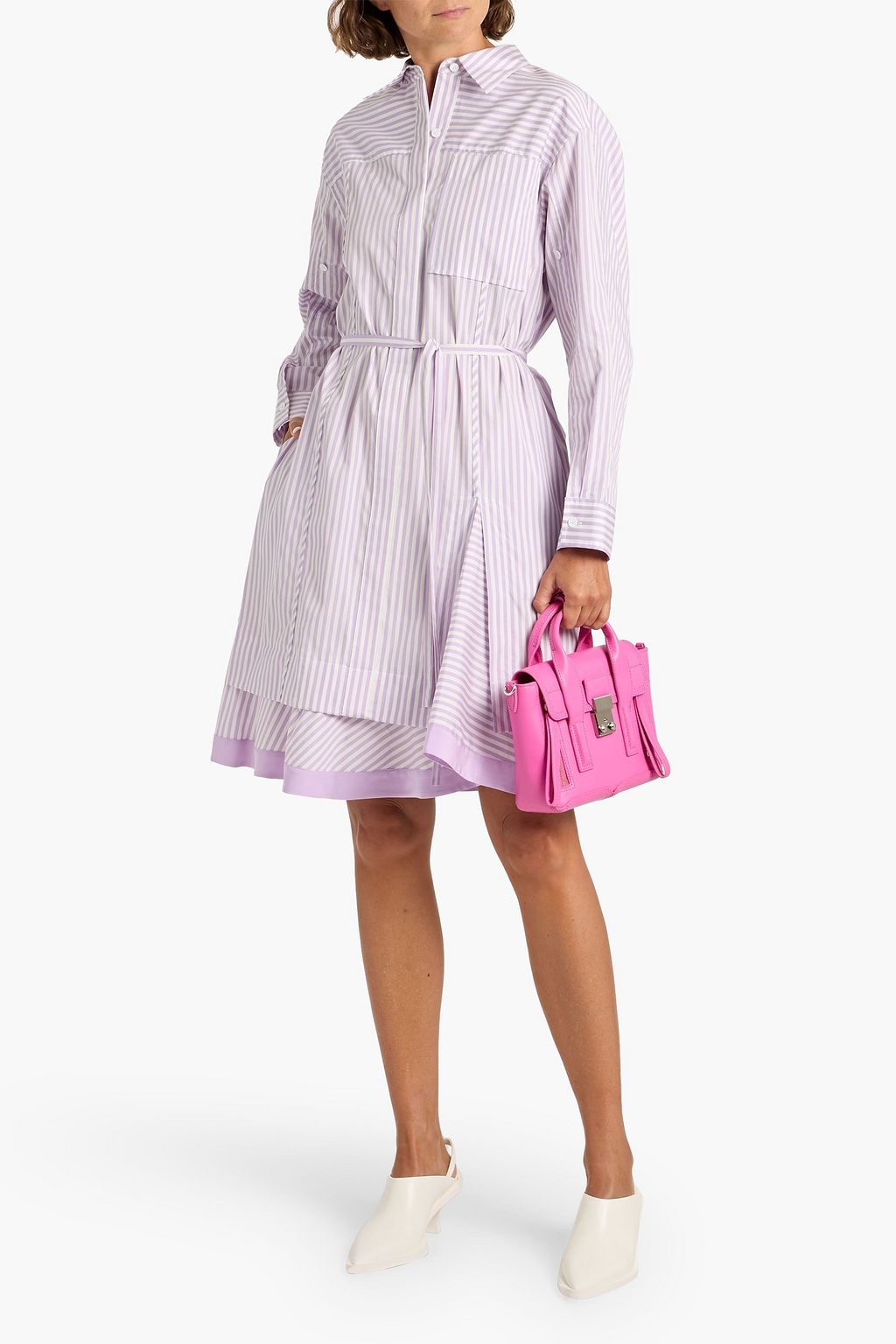3.1 PHILLIP LIM Striped cotton and silk-blend poplin shirt dress