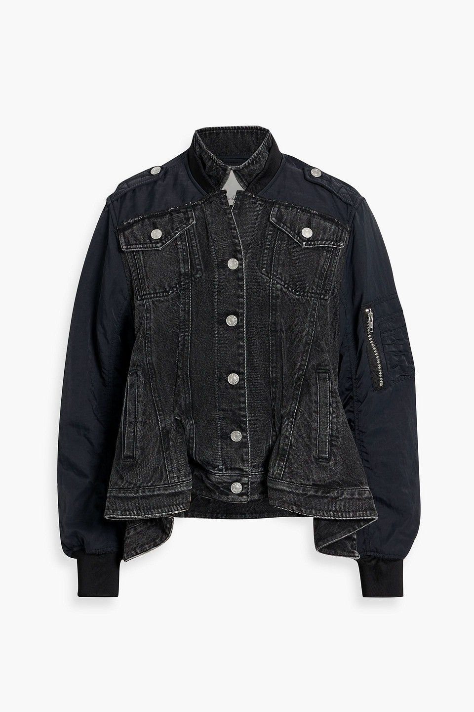 3.1 Phillip Lim Ruffled Denim And Shell Jacket In Blue