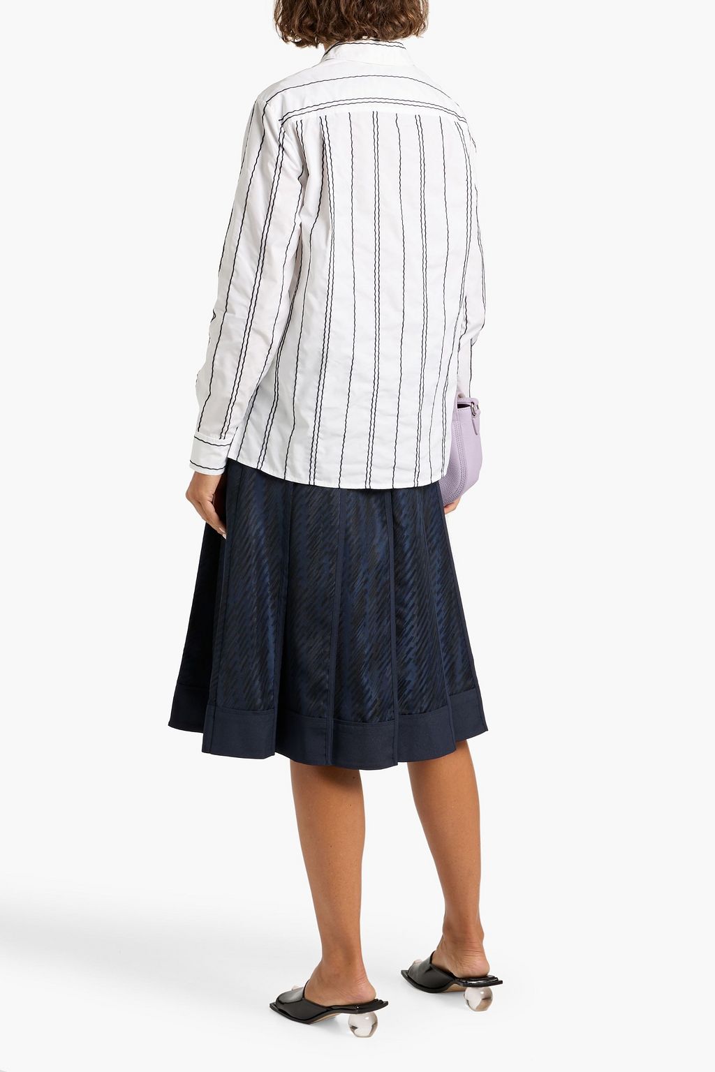 3.1 PHILLIP LIM Embroidered striped cotton-blend poplin shirt