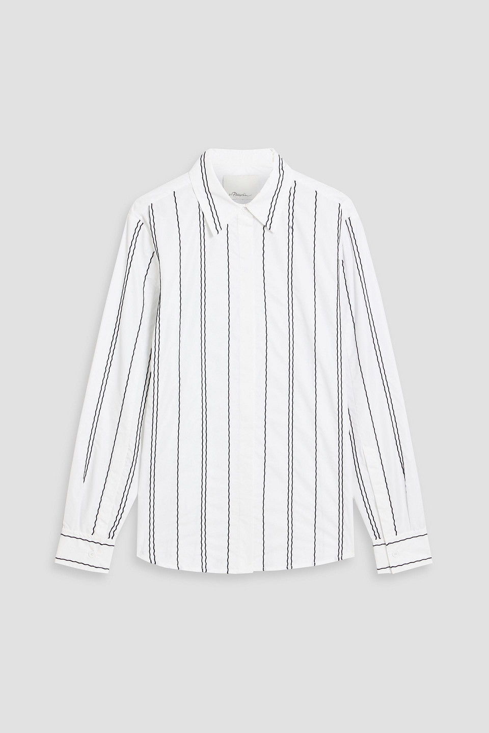 3.1 Phillip Lim Embroidered Striped Cotton-blend Poplin Shirt In White