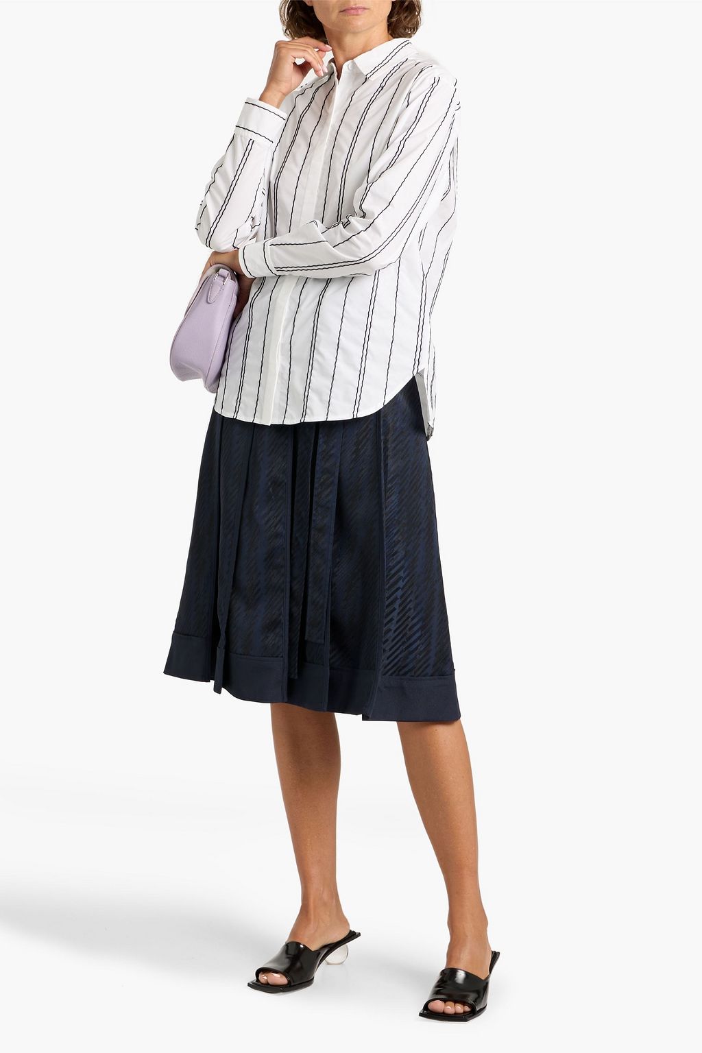 3.1 PHILLIP LIM Embroidered striped cotton-blend poplin shirt
