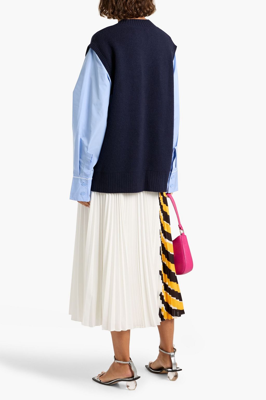 3.1 PHILLIP LIM Poplin-paneled knitted sweater